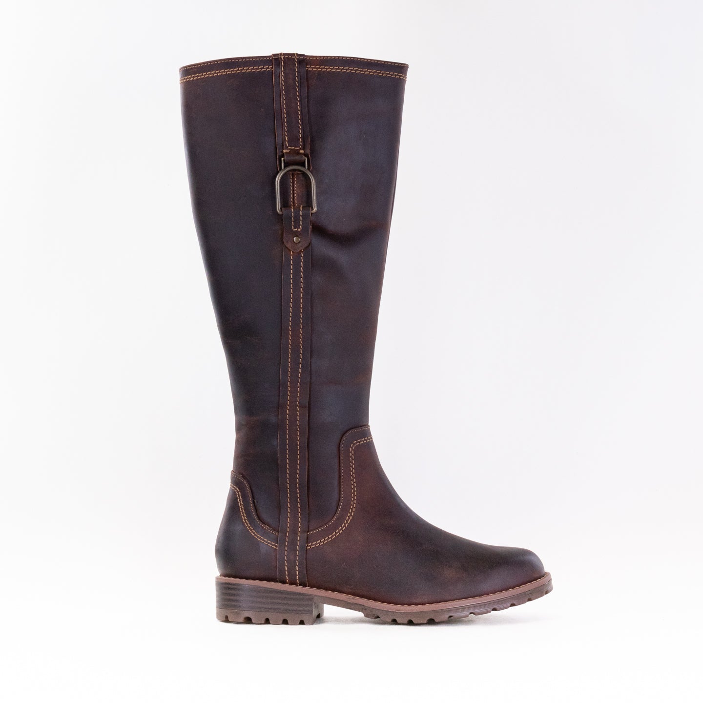 Women's Classic British Tan Leather Clarks Aspra Hi Knee - High Boots