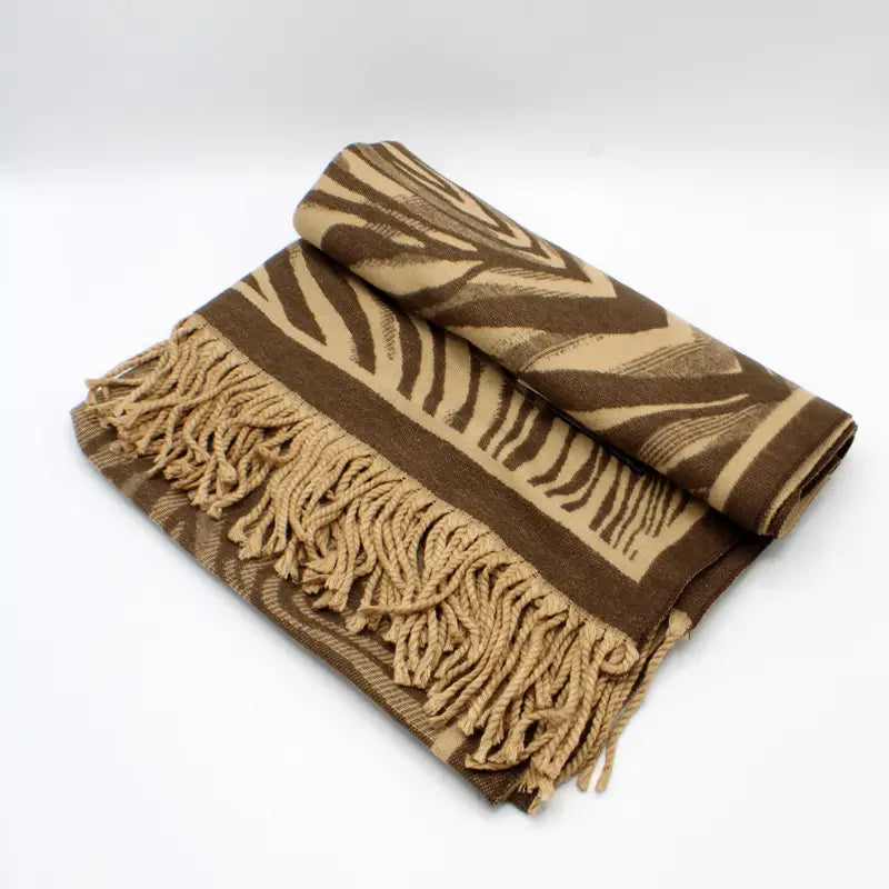 Exquisite Plain Cashmere - Inspired Sensation Scarf Featuring Animal Print Design