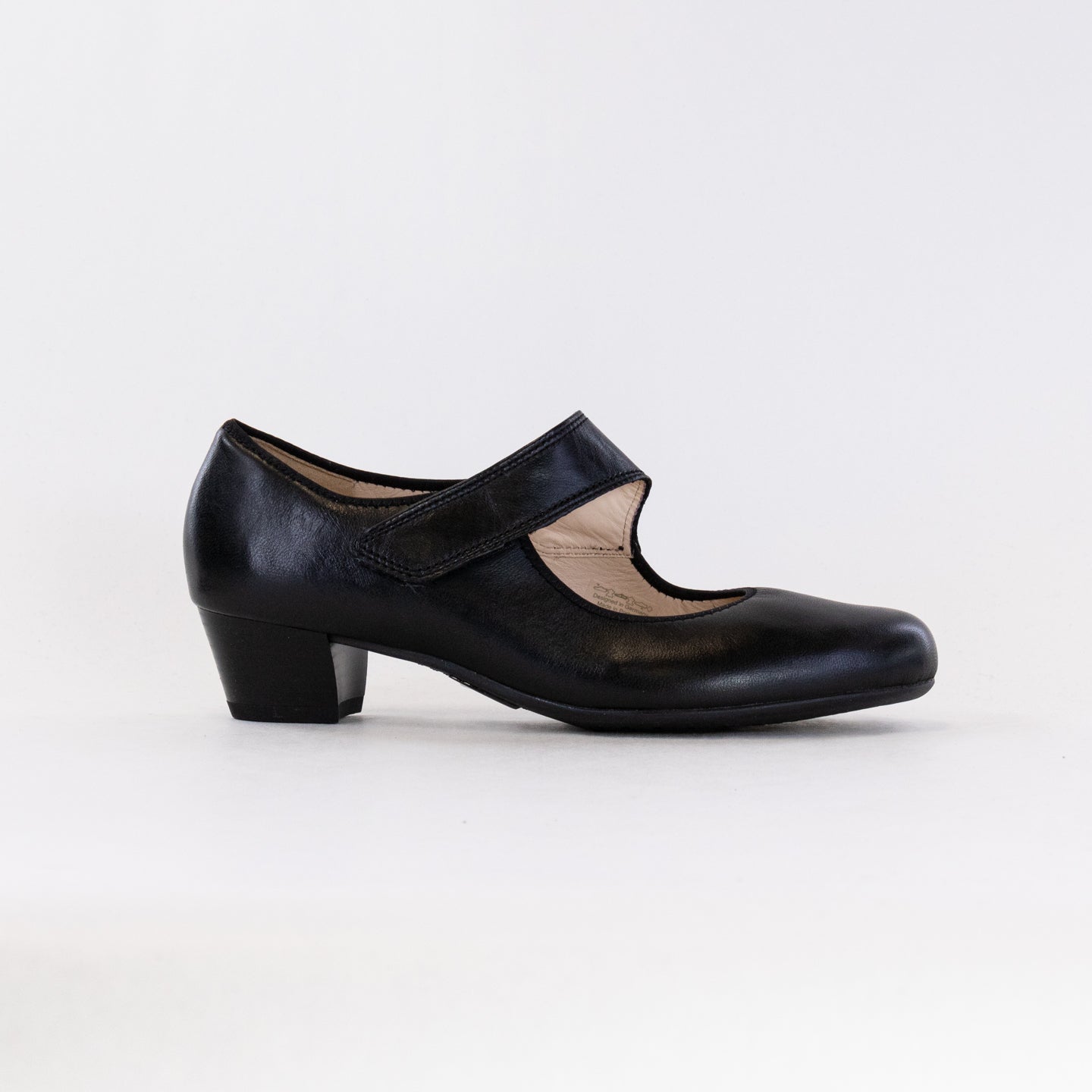 Women's Ara Calico II Black Leather Flattering Asymmetrical Mary Jane Pumps