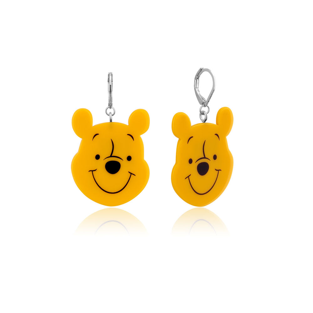 50mm Disney White Gold Plated Colorful Acetate Winnie The Pooh Drop Earrings