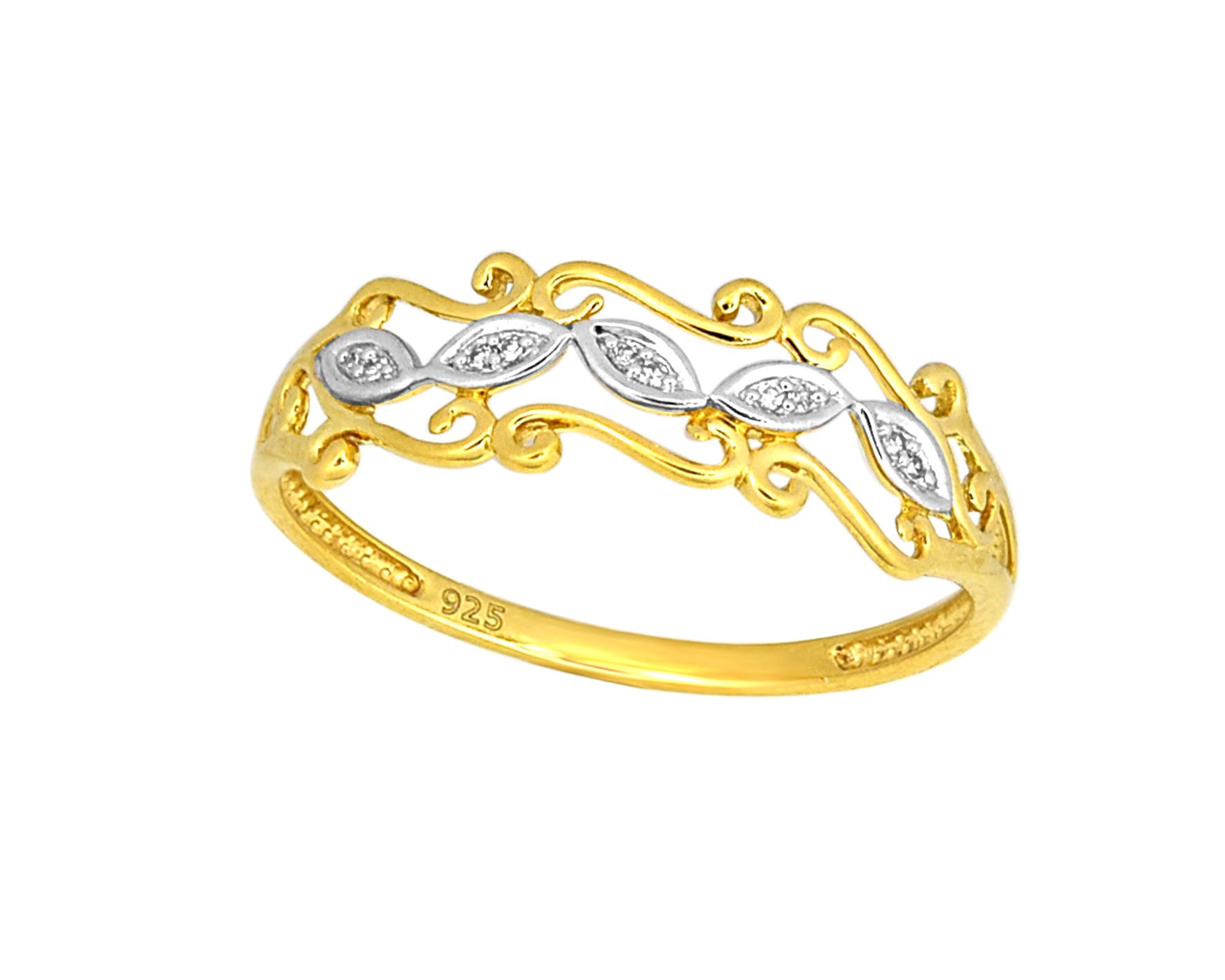 Stunning 9ct Yellow Gold Ring Embellished with 10 Brilliant Cut Diamonds