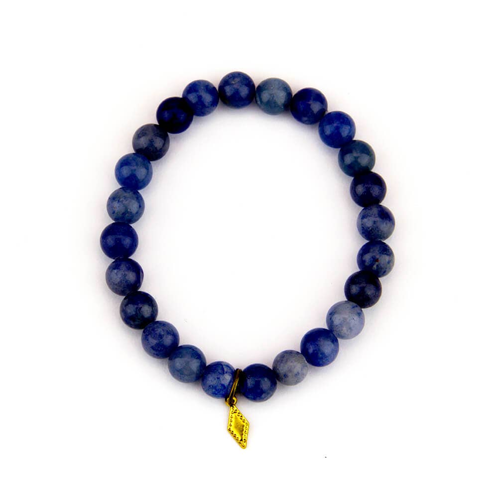 Santore Jewelry Company's Stylish Periwinkle Blue Adventurine Stone Mala Style Bracelet for Good Fortune