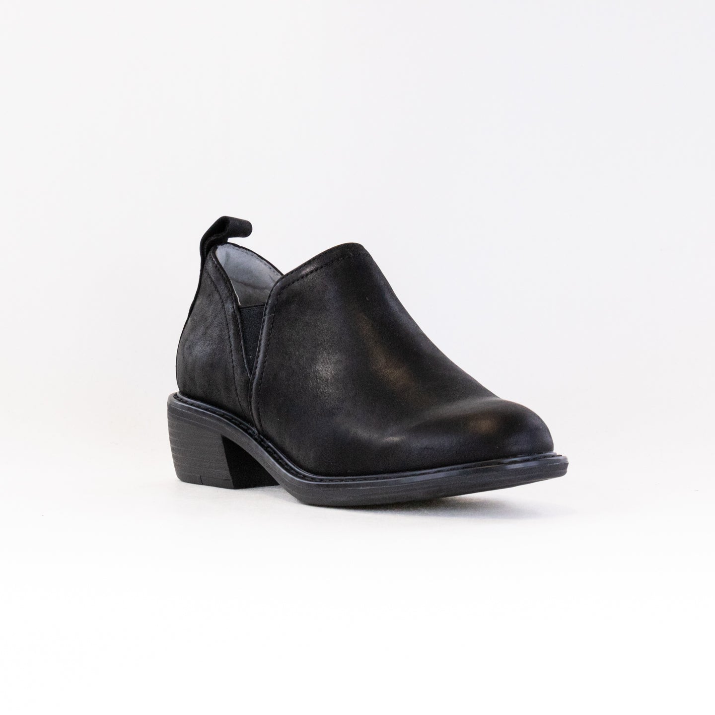 Women's Alegria Merle Slip-On Leather Booties in Black Burnish Color