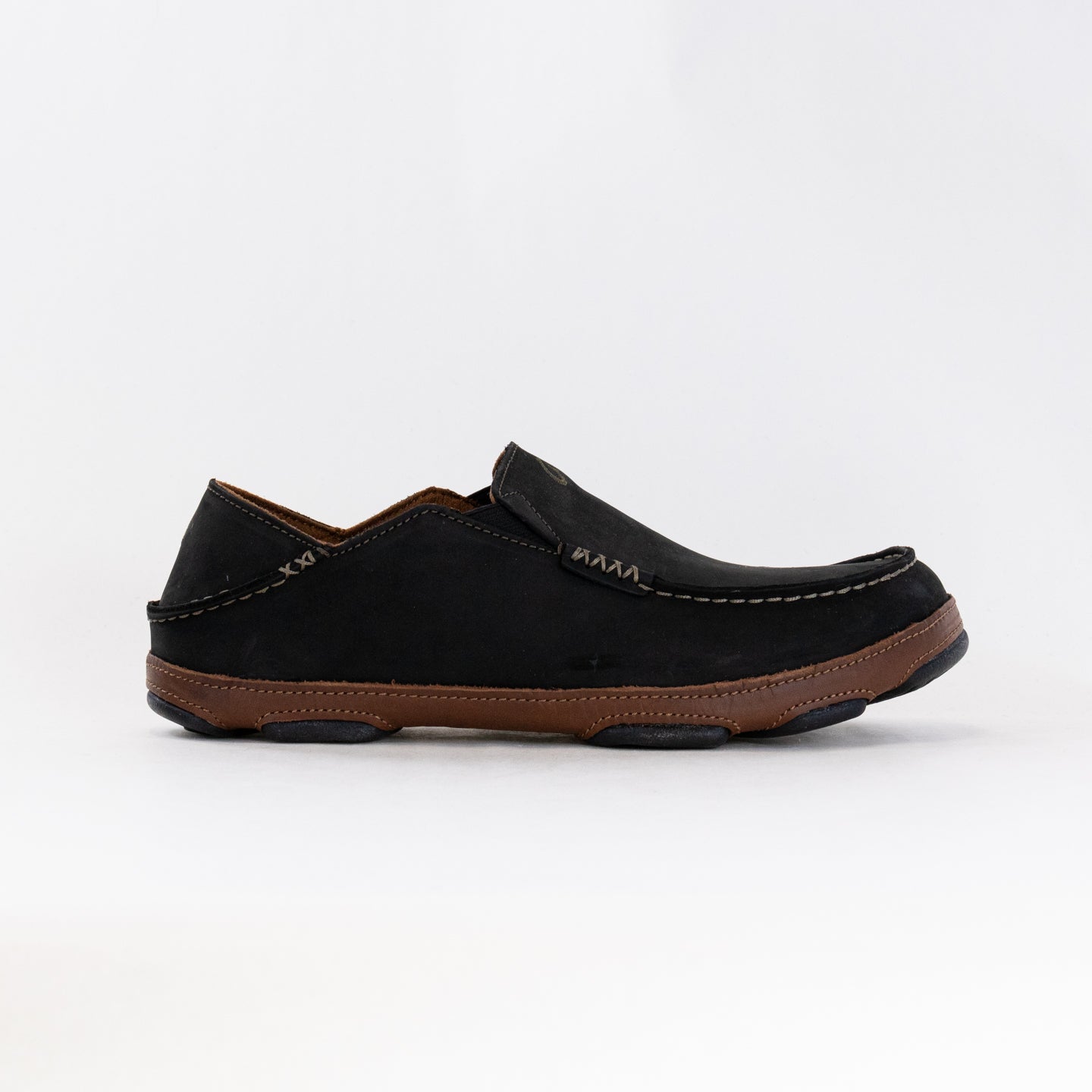 Olukai Men's Moloa Leather Shoes in Black/Toffee