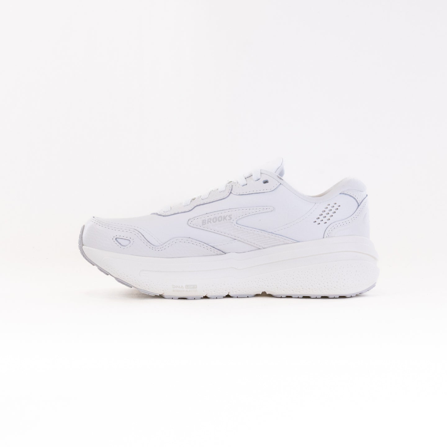Men's Brooks Ghost Max Leather Running Shoes - White/White Colorway