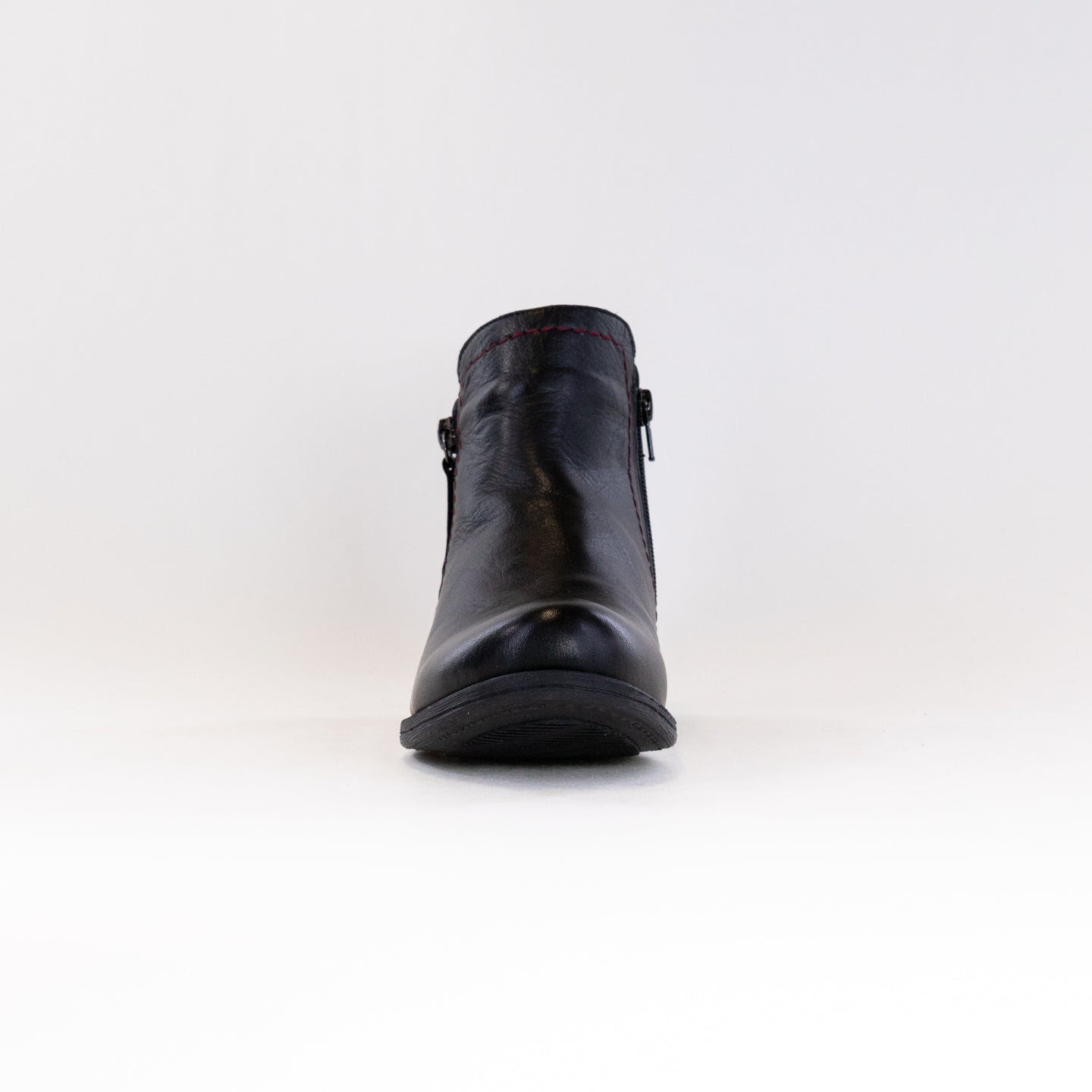 Spring Step Women's Oziel Black Leather Booties with Decorative Studded Zipper
