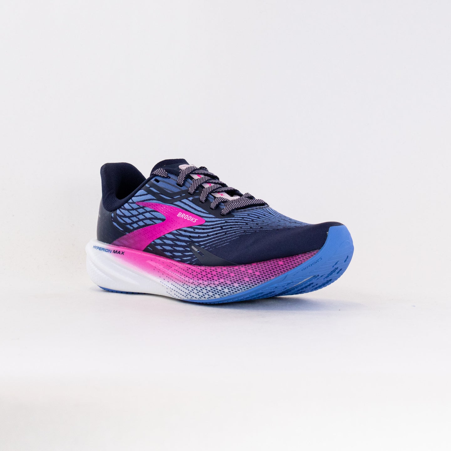 Women's Brooks Hyperion Max Road - Running Shoes in Peacoat, Marina Blue, and Pink Glo