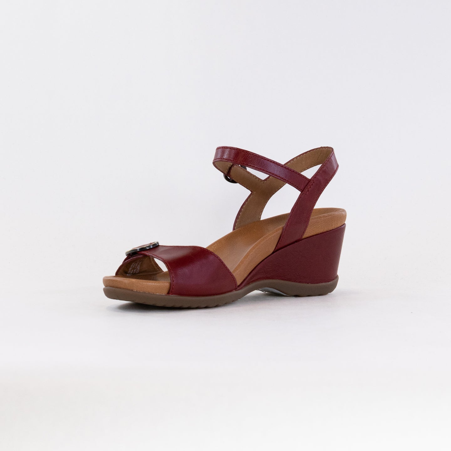 Dansko Women's Arielle Wedge Sandals in Red Glazed Kid Leather