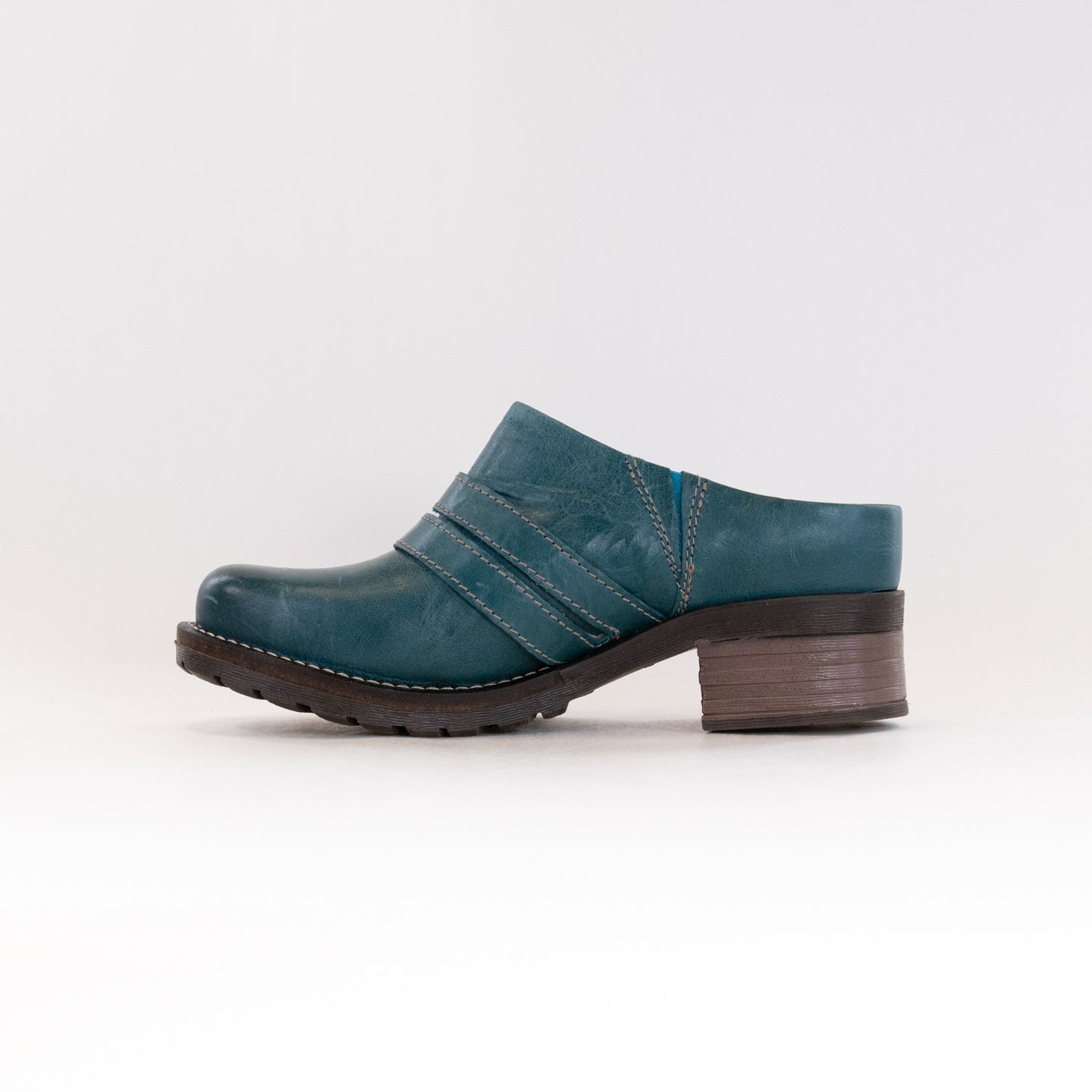 Women's Stylish Teal Leather Dromedaris Karina Summer Clogs