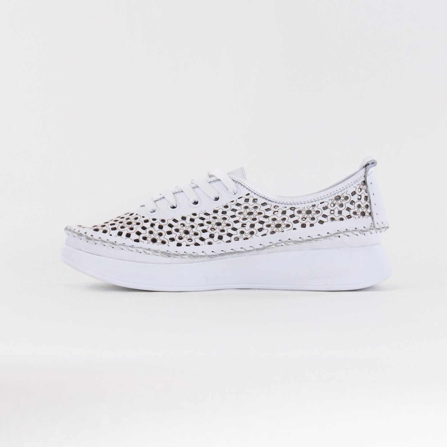 Spring Step Women's Youlanda Perforated Wedge Sneakers - Pure White