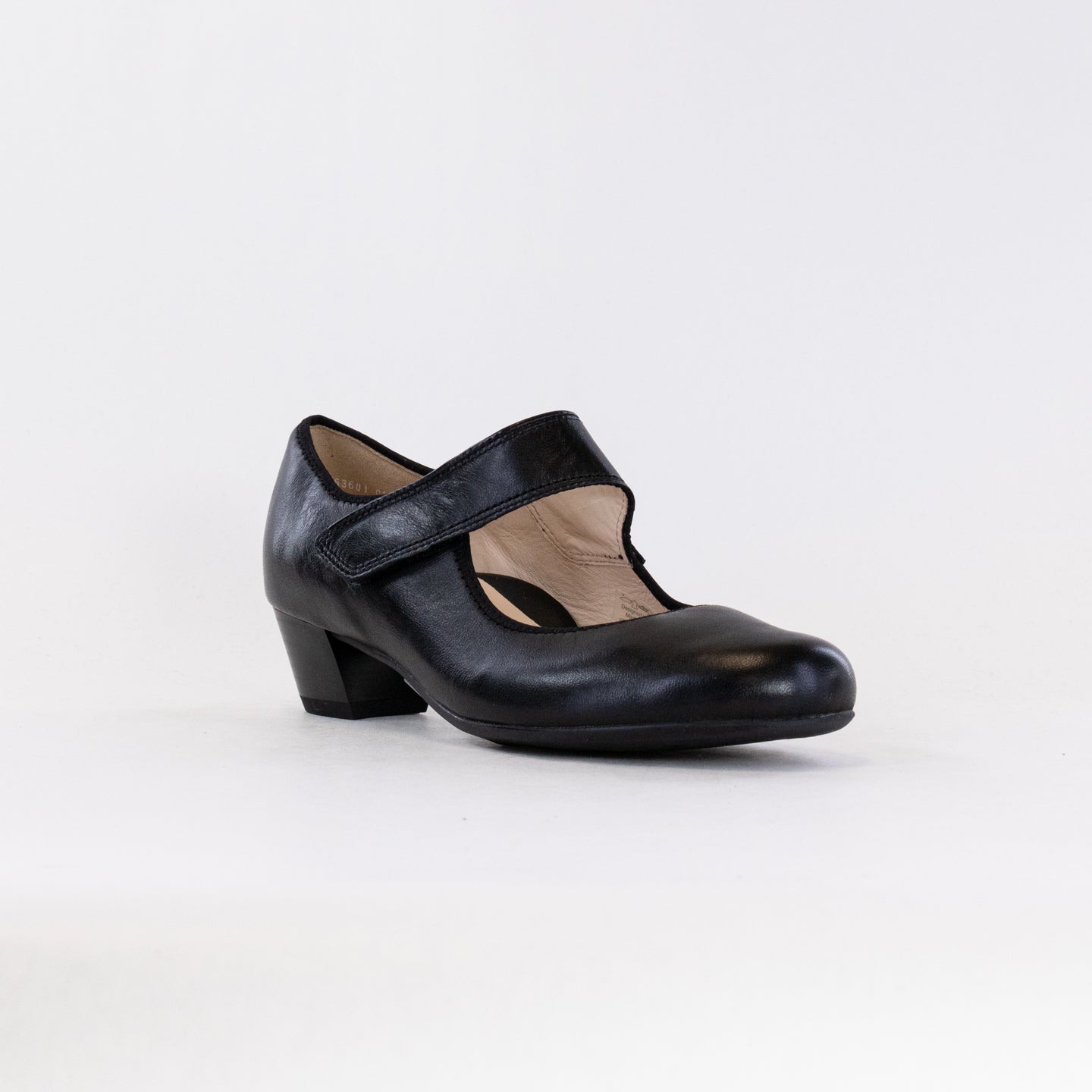 Women's Ara Calico II Black Leather Flattering Asymmetrical Mary Jane Pumps