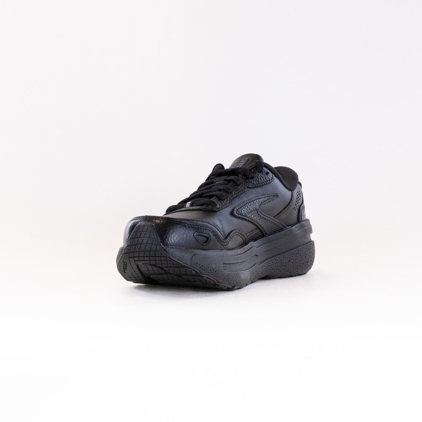 Women's Brooks Ghost Max Leather Running Shoes - Classic Black/Black Colorway