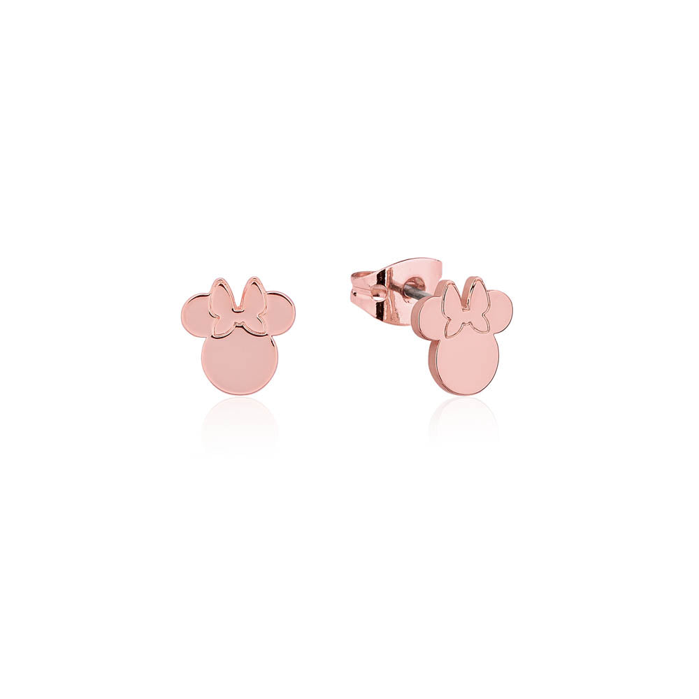 Disney 9mm Rose Gold Plated Stainless Steel Minnie Mouse Stud Earrings