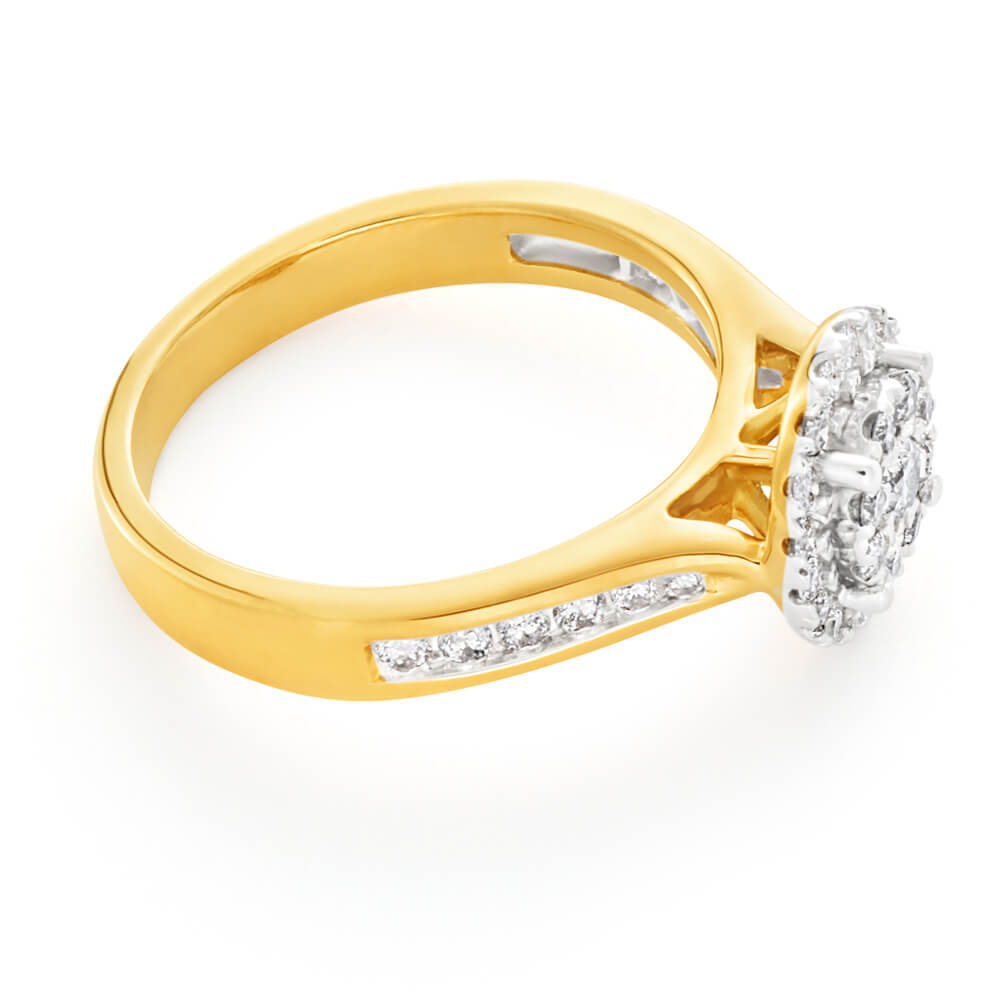 Stylish 9ct Yellow Gold Ring Set with 1/2 Carat of 38 Sparkling Diamonds