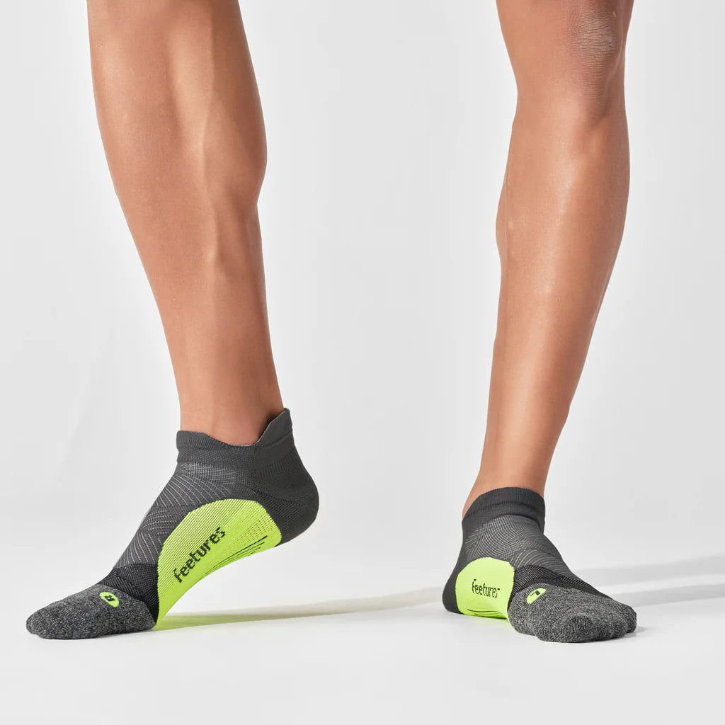 Feetures Elite No Show Tab Socks - Midnight Neon with Light Cushion