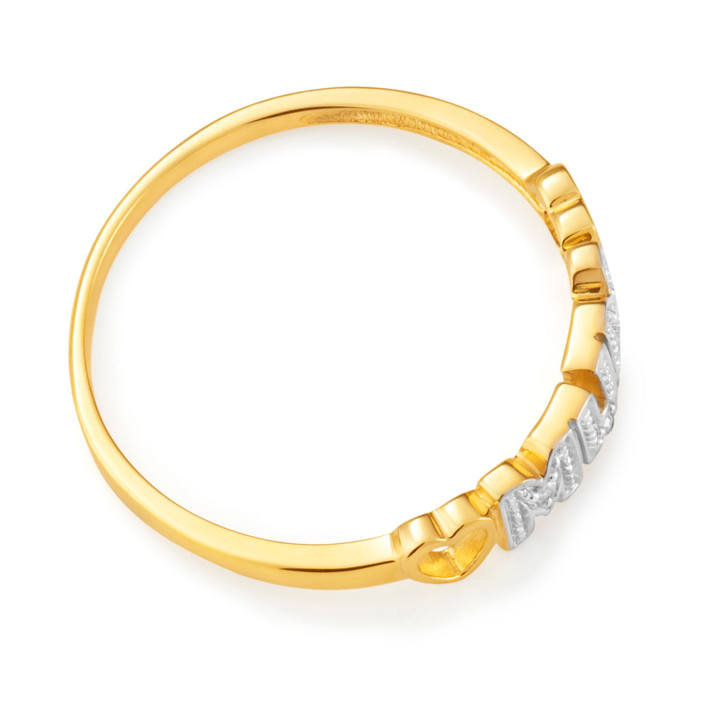 Exquisite 9ct Yellow Gold Ring Set Embellished With Stunning Brilliant Cut Diamonds - Ideal Jewelry for Mum
