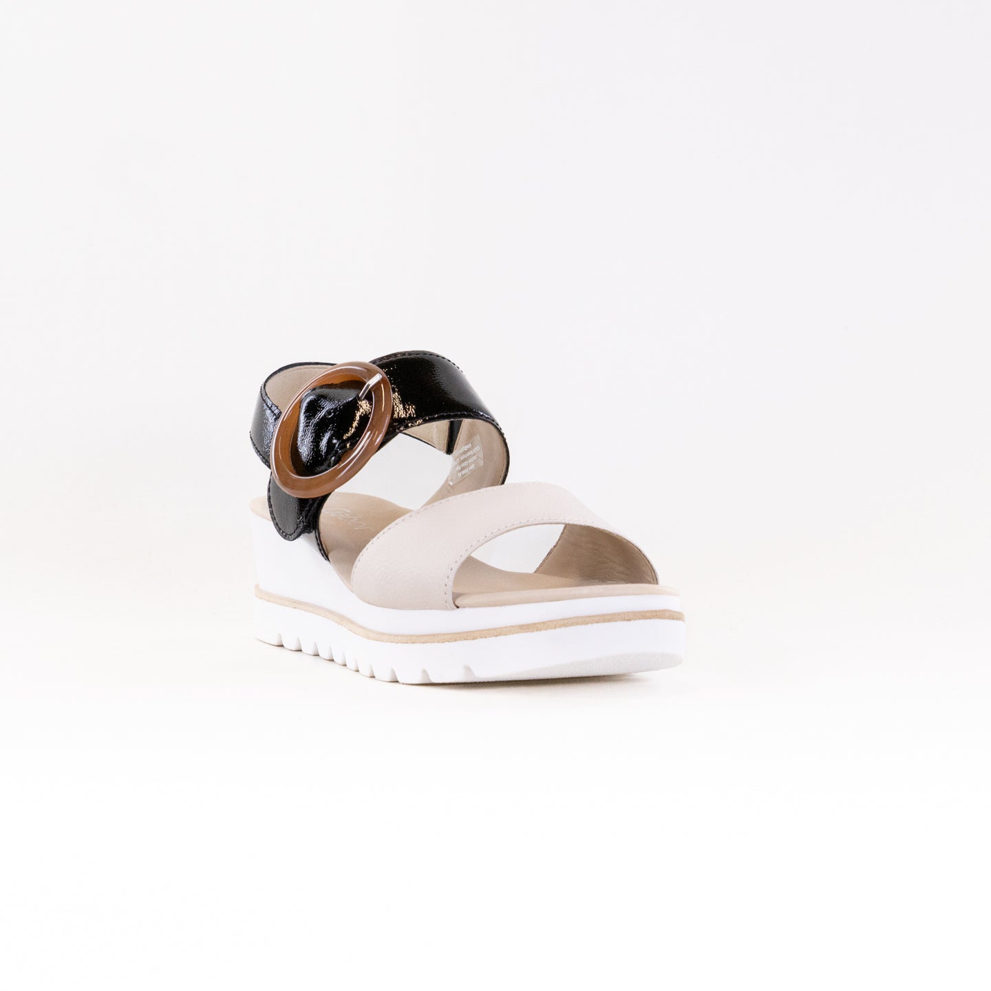 Gabor Women's 64.645 Two-Tone Leather Sandals in Cream/Black