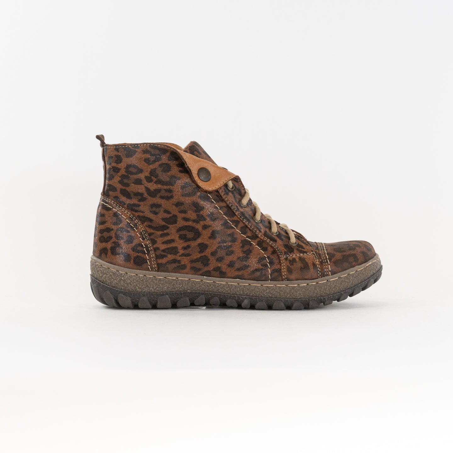V-Italia 1041 Kiki Women's High-Top Comfort Walking Shoes - Brown Panther Print