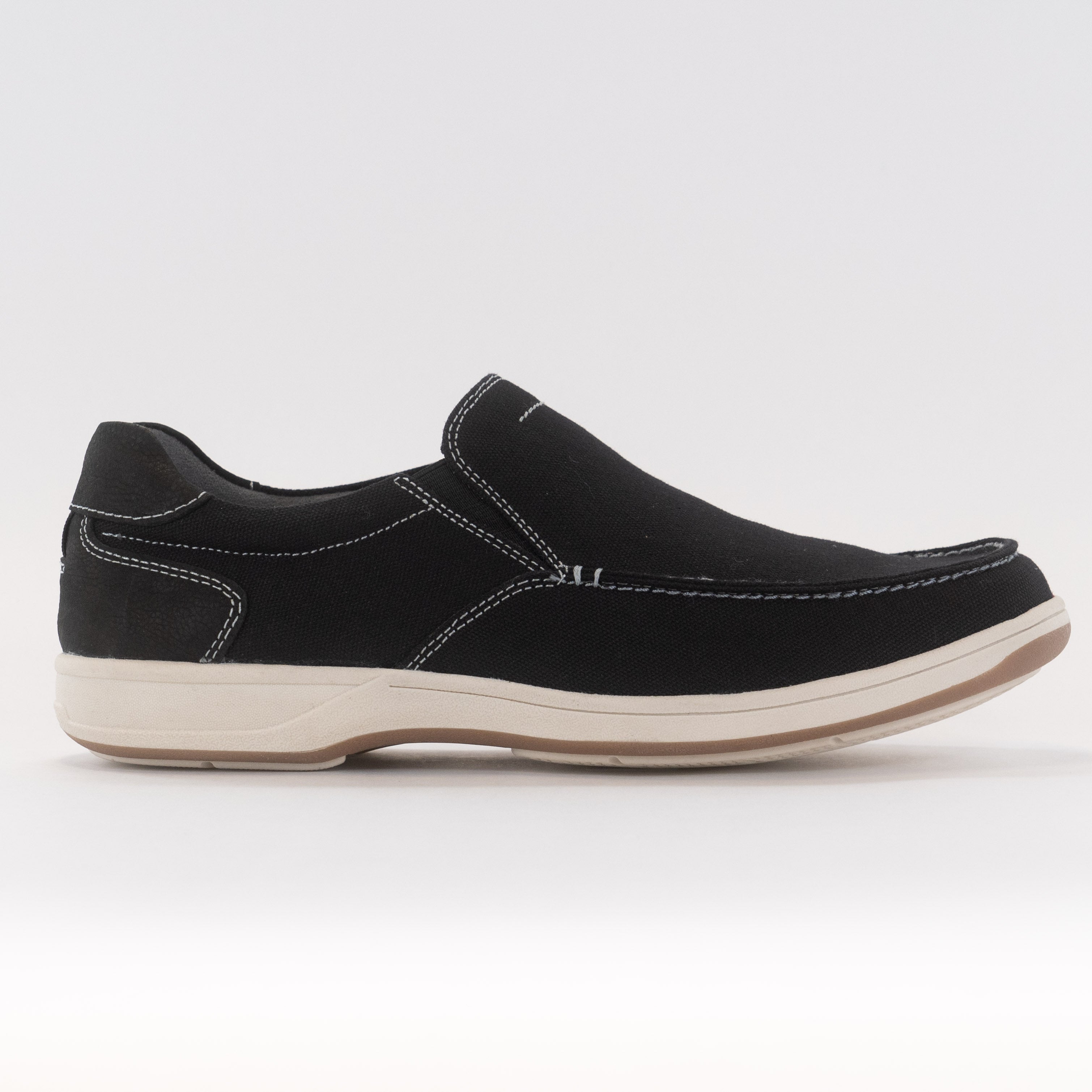 Men's Florsheim Lakeside Black Canvas Slip - On Shoes with Moc Toe Design
