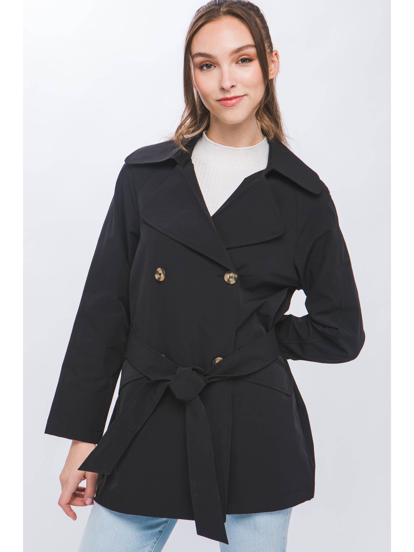 Love Tree Lightweight Trench Coat with Fashionable Waist Tie