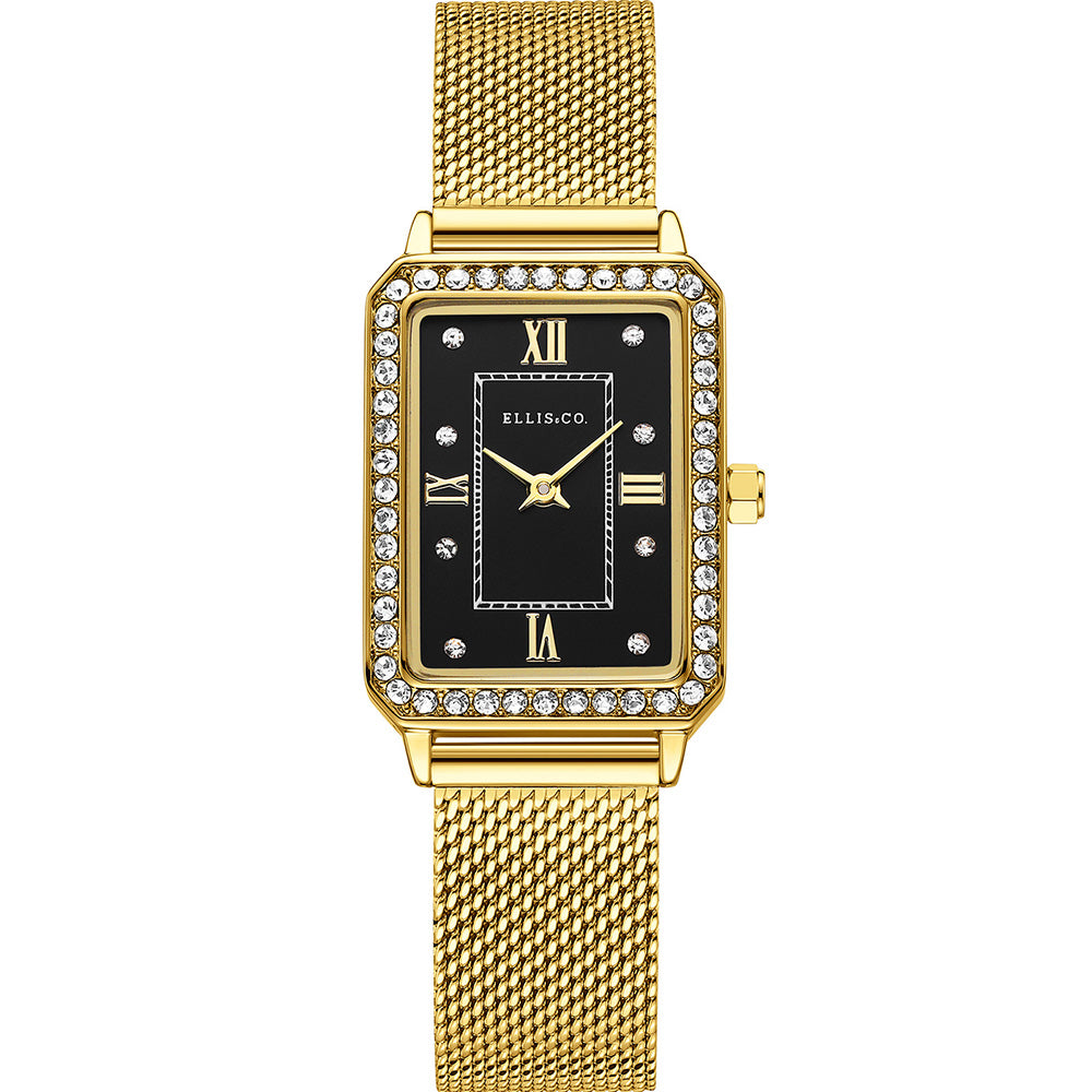Ellis & Co Stylish Gold-Plated Women's Watch with Mesh Strap