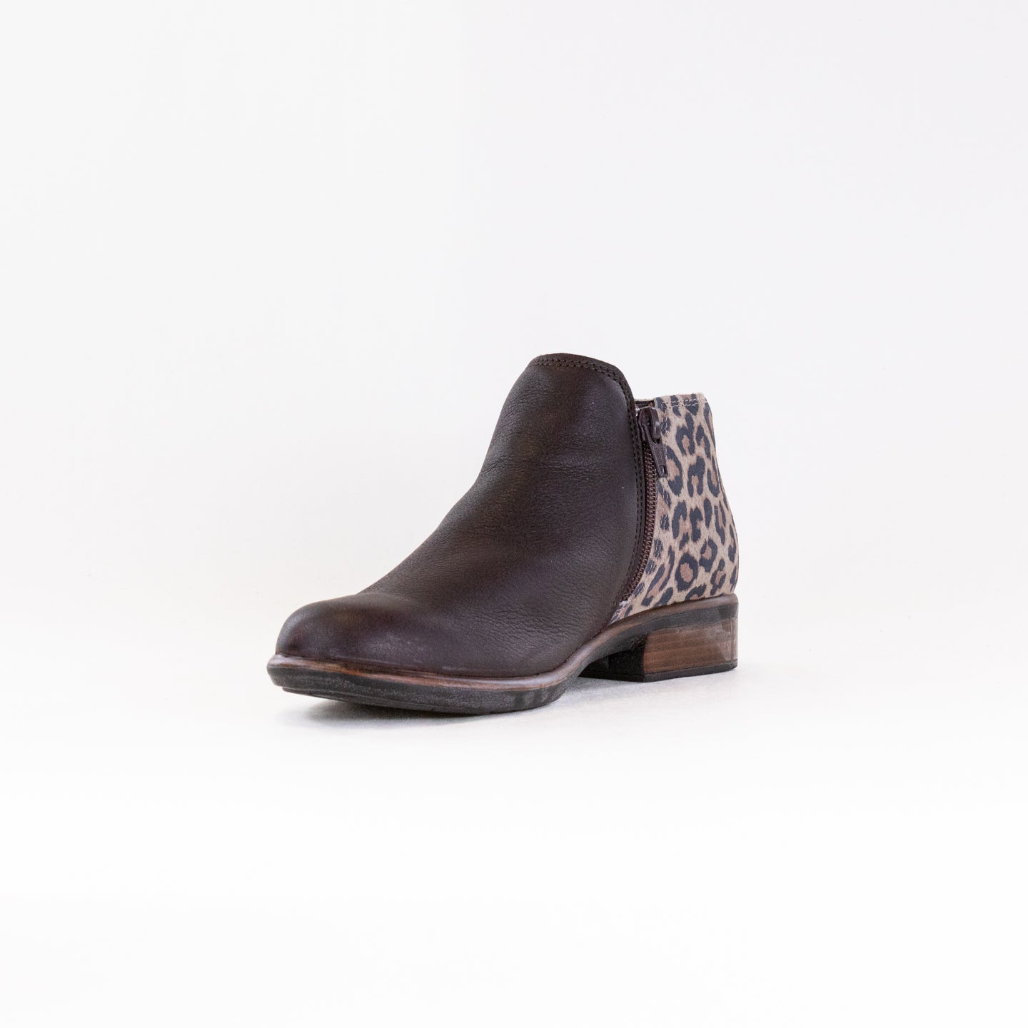 Naot Women's Helm Bootie - Cheetah Sue and Soft Brown Colorway