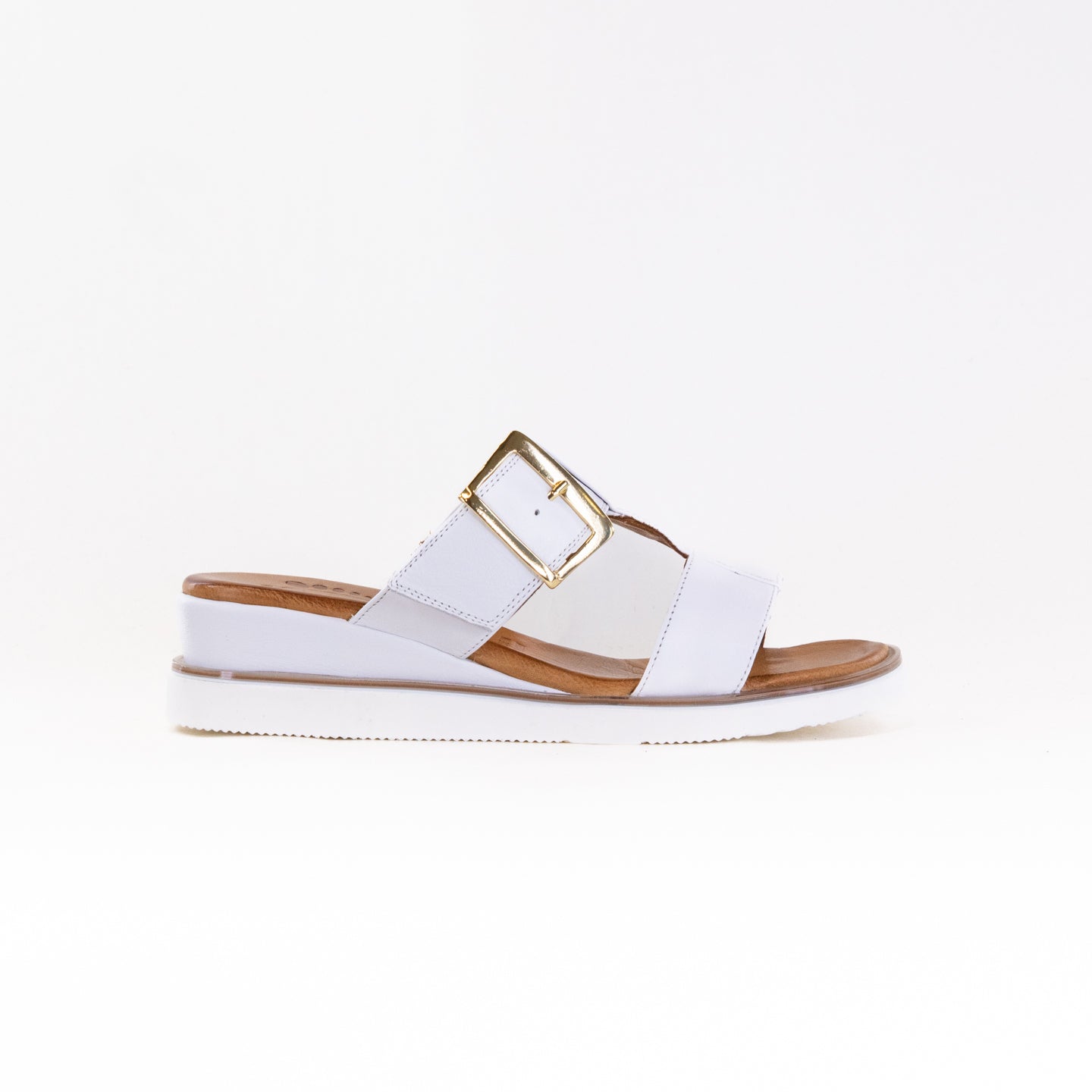 Women's White Spring Step Seaport Wedge Sandals with Decorative Buckle