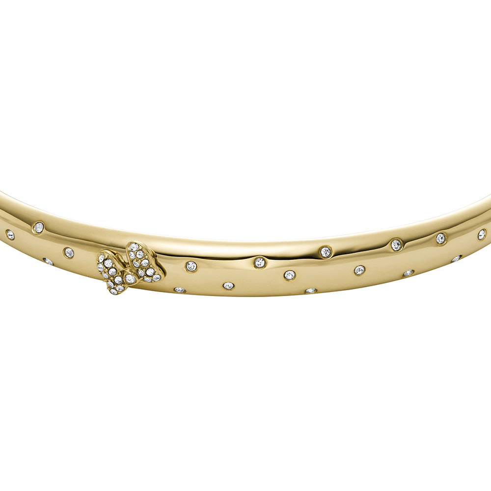 100th Disney Anniversary Gold Plated Stainless Steel Minnie Mouse Crystal Bow Bangle