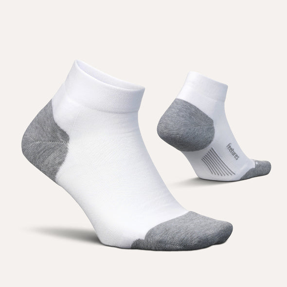 Feetures Elite White Low Cut Socks with Maximum Cushioning