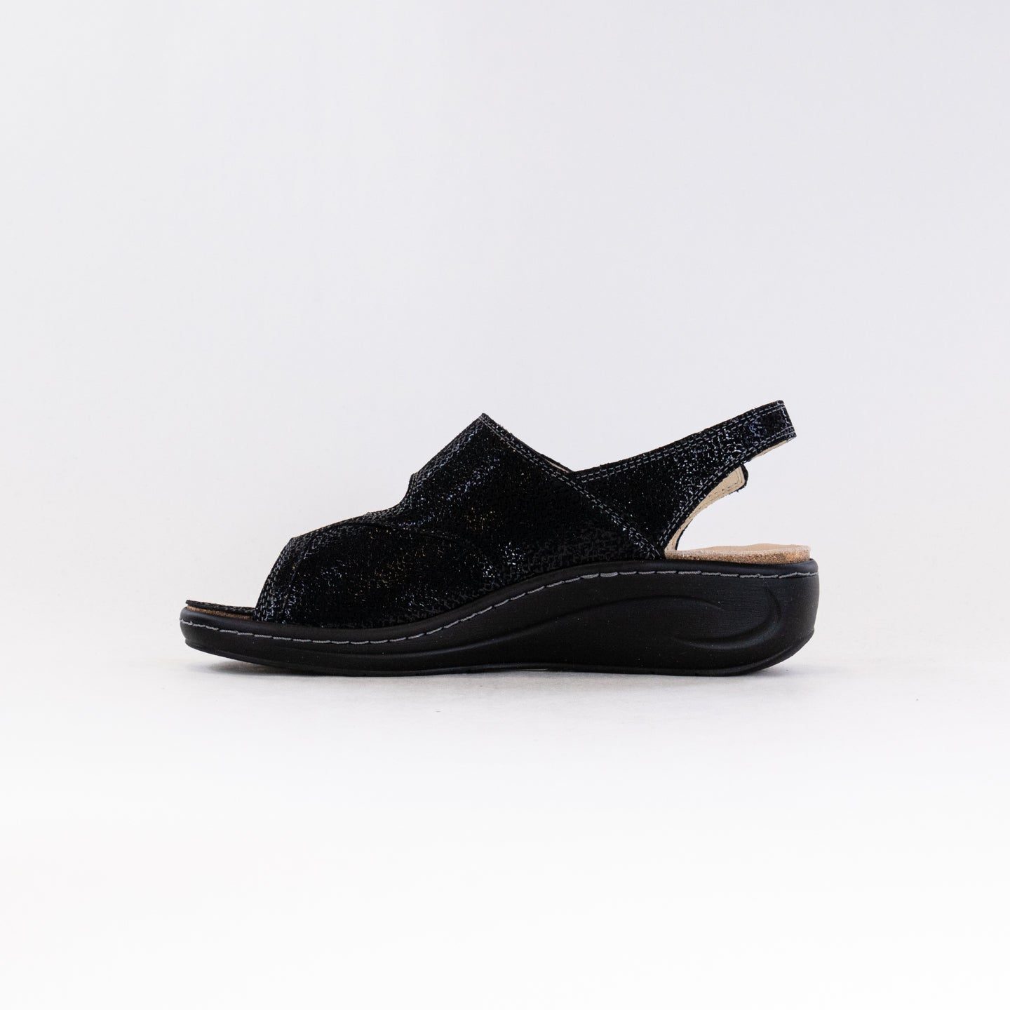 Fidelio Women's Black Vienna Casual Leather Sandal with Adjustable Straps