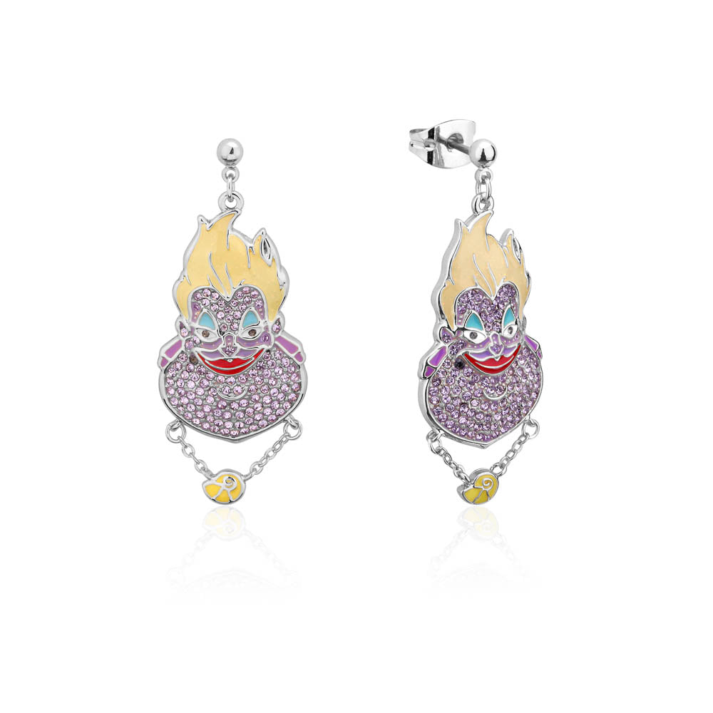 Sparkling Disney Ursula-Themed Stainless Steel Crystal Drop Earrings