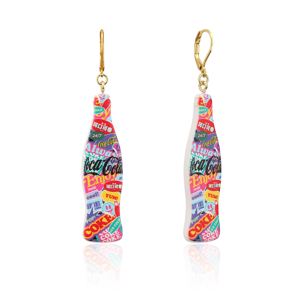 Disney Coca Cola Inspired Gold - Plated Stainless Steel Drop Earrings