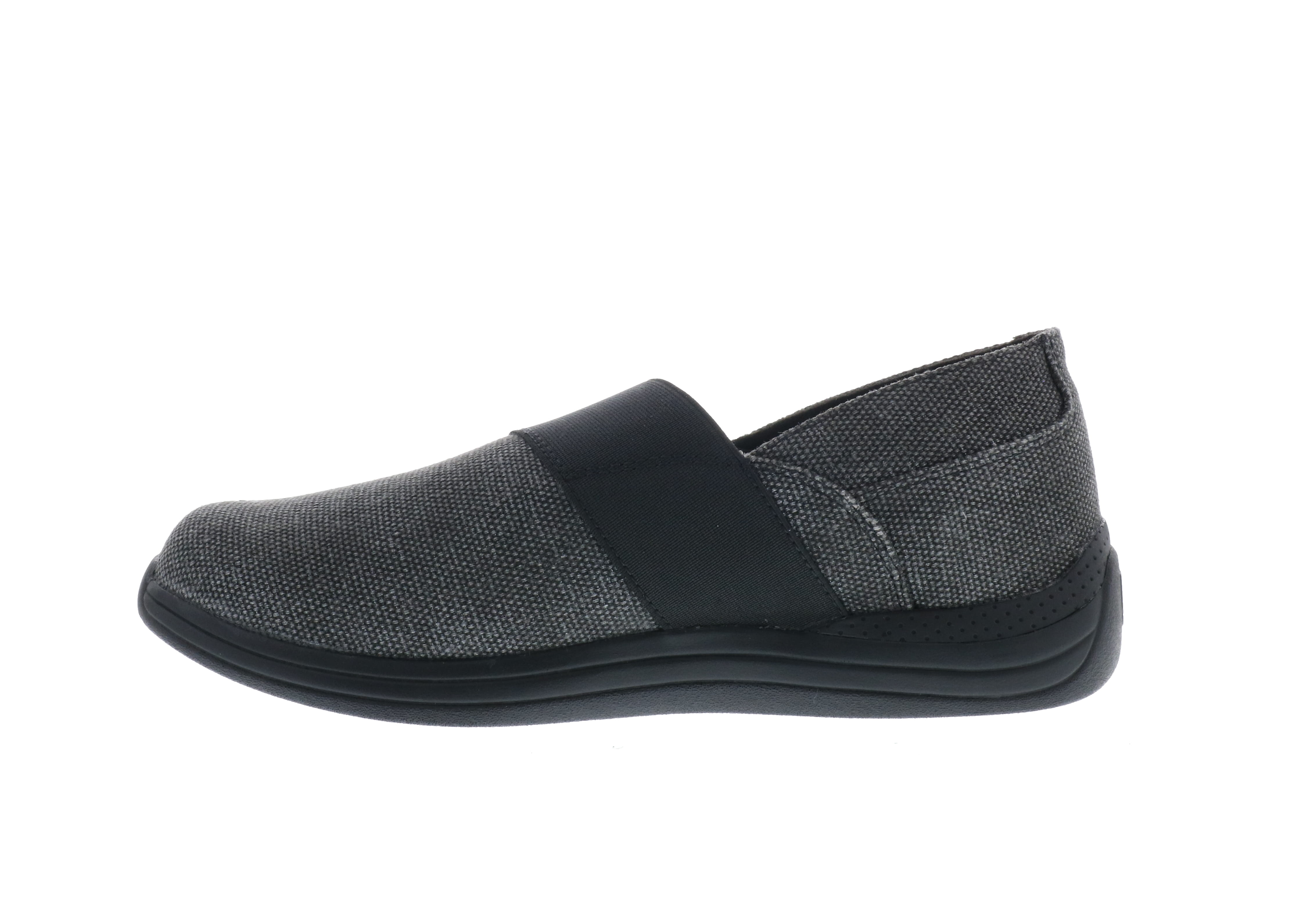 Women's Black Metallic Canvas Drew Posy Slip-Ons for On-the-Go Comfort