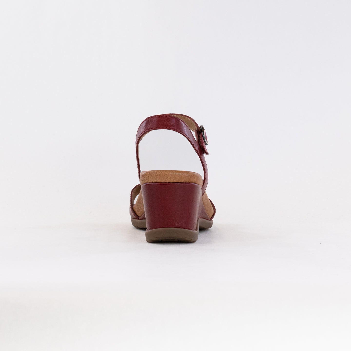 Dansko Women's Arielle Wedge Sandals in Red Glazed Kid Leather