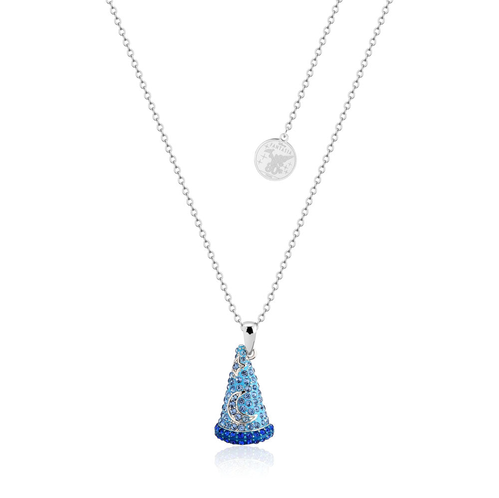 Disney Fantasia White Gold Plated Sorcerer's Hat Pendant with 45+7cm Chain