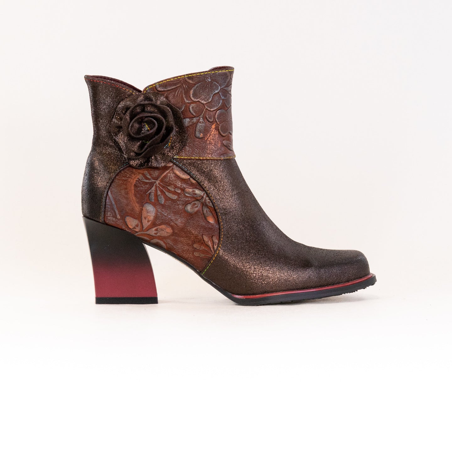 L'Artiste Women's Zinna Bronze Leather Combo Booties