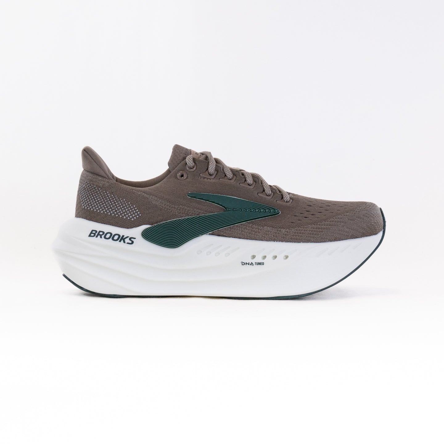 Men's Brooks Glycerin Max Running Shoes in Falcon, Green, and London Fog Colors