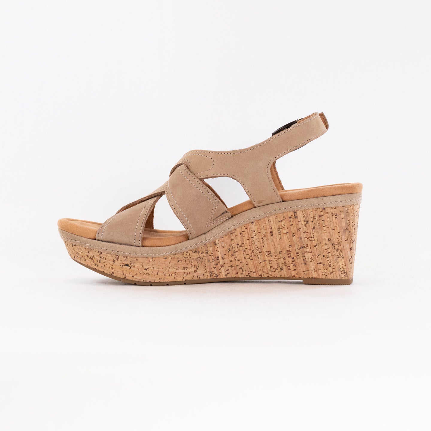 Women's Clarks Elleri Rae Wedge Sandals in Nougat Color