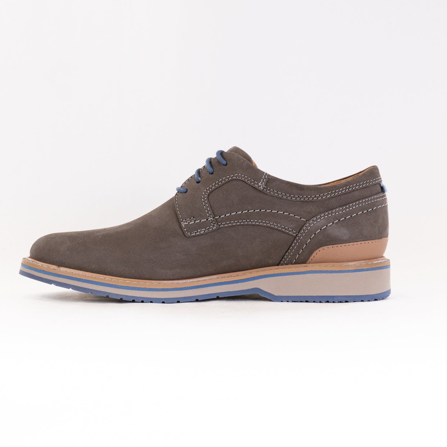 Men's Grey Nubuck Clarks Monahan Plain Toe Shoes - Comfort & Style
