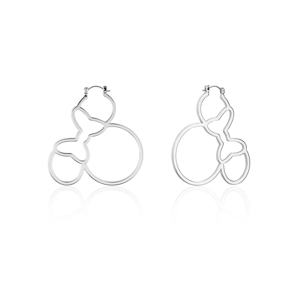 Disney Branded Stainless Steel 60mm Hoop Earrings Featuring an Adorable Minnie Mouse Outline
