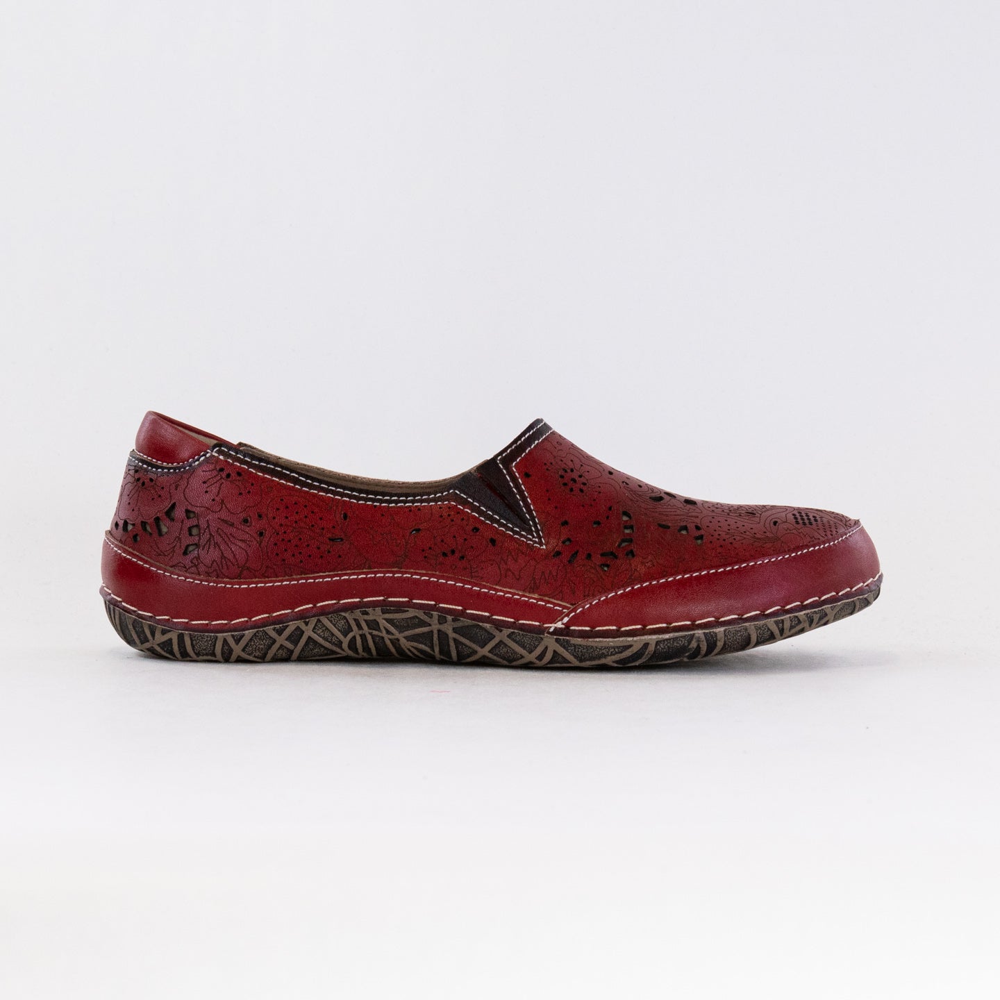Spring Step L'Artiste Women's Libora Red Leather Loafers - Fashionable Hand - Painted Footwear