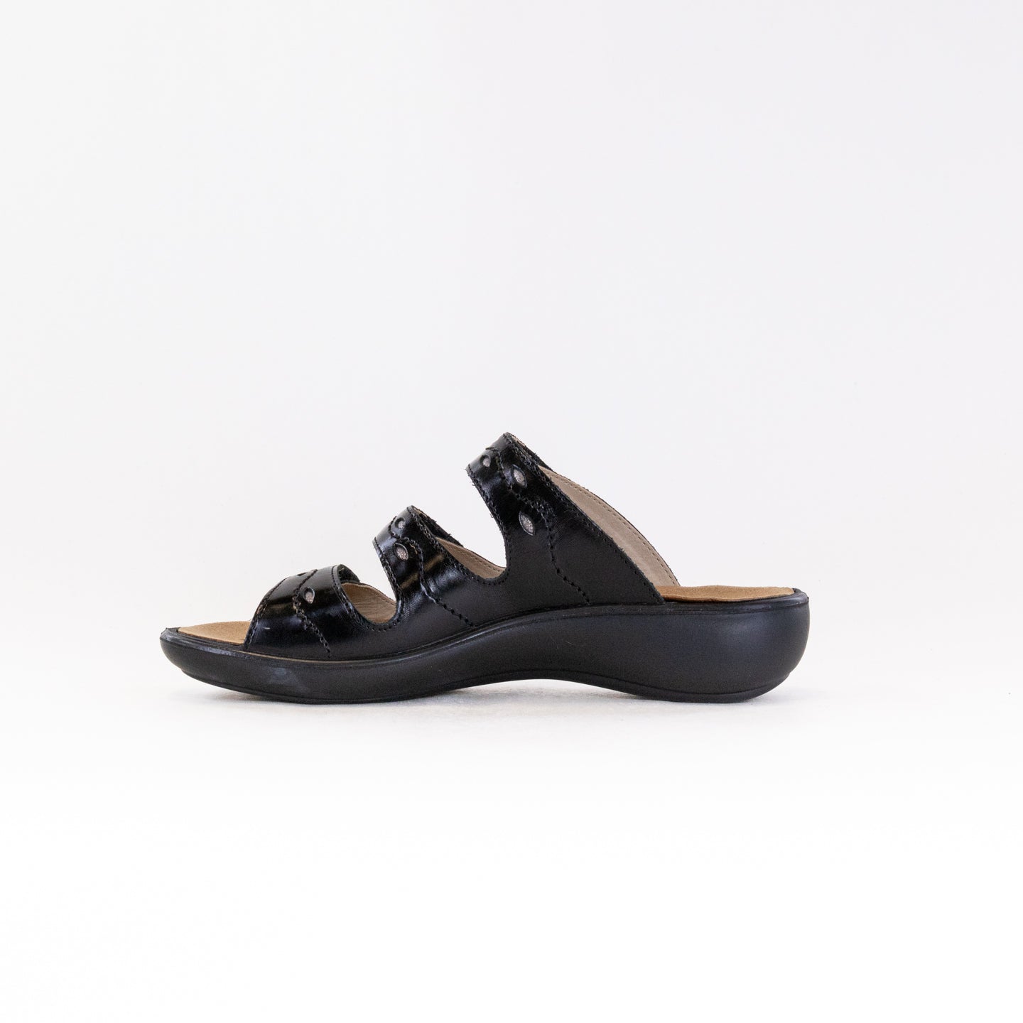 Women's Black Romika Ibiza 66 Comfortable Slide Sandals