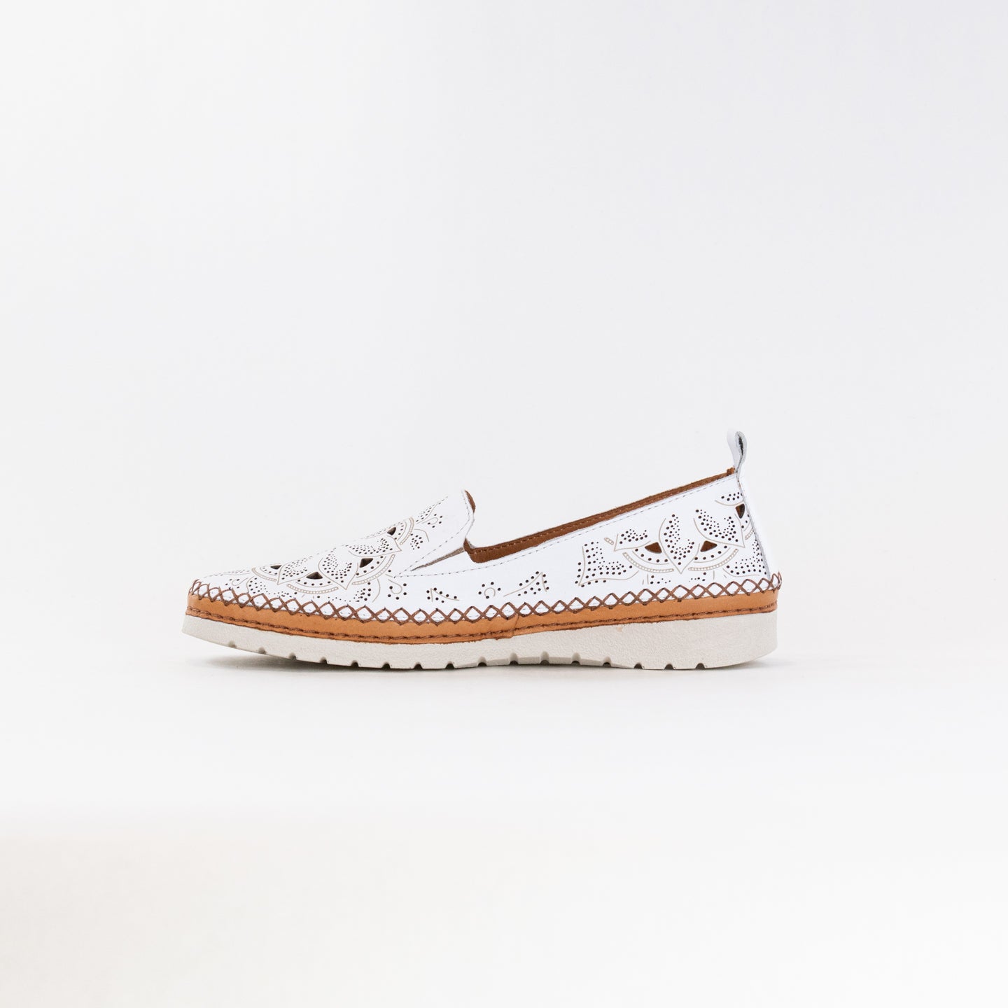 Spring Step Women's Galloway Laser Cut Leather Slip-on Shoes - White