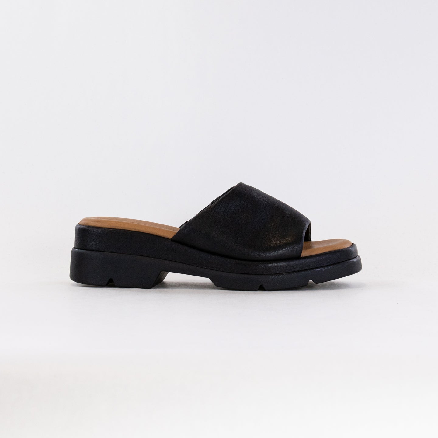 Spring Step Women's Fireisland Black Leather Slip-On Platform Sandals