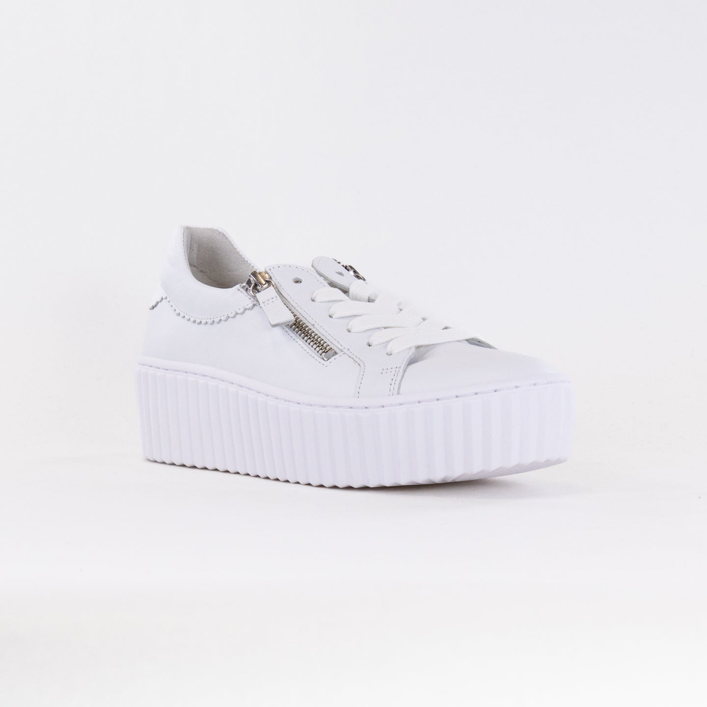 Gabor Women's White/Ice Platform Lace - Up Sneakers with Zippered Panels (Model 43.200.21)