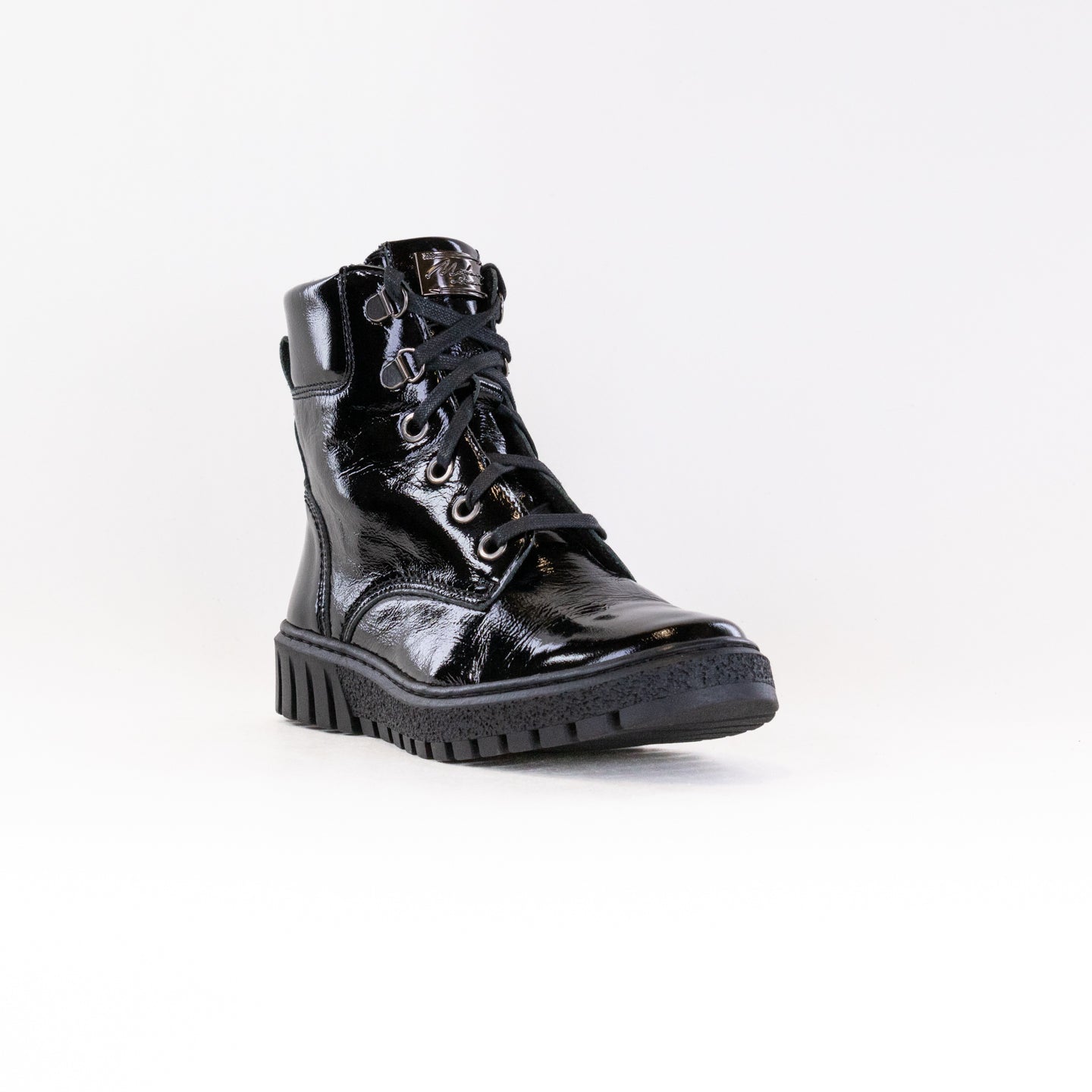 Stylish Women's V-Italia 515 Celina Patent Leather Boots in Classic Black
