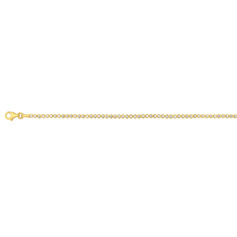 Stunning 9ct Yellow Gold Cubic Zirconia Fancy Bracelet, 18cm Length