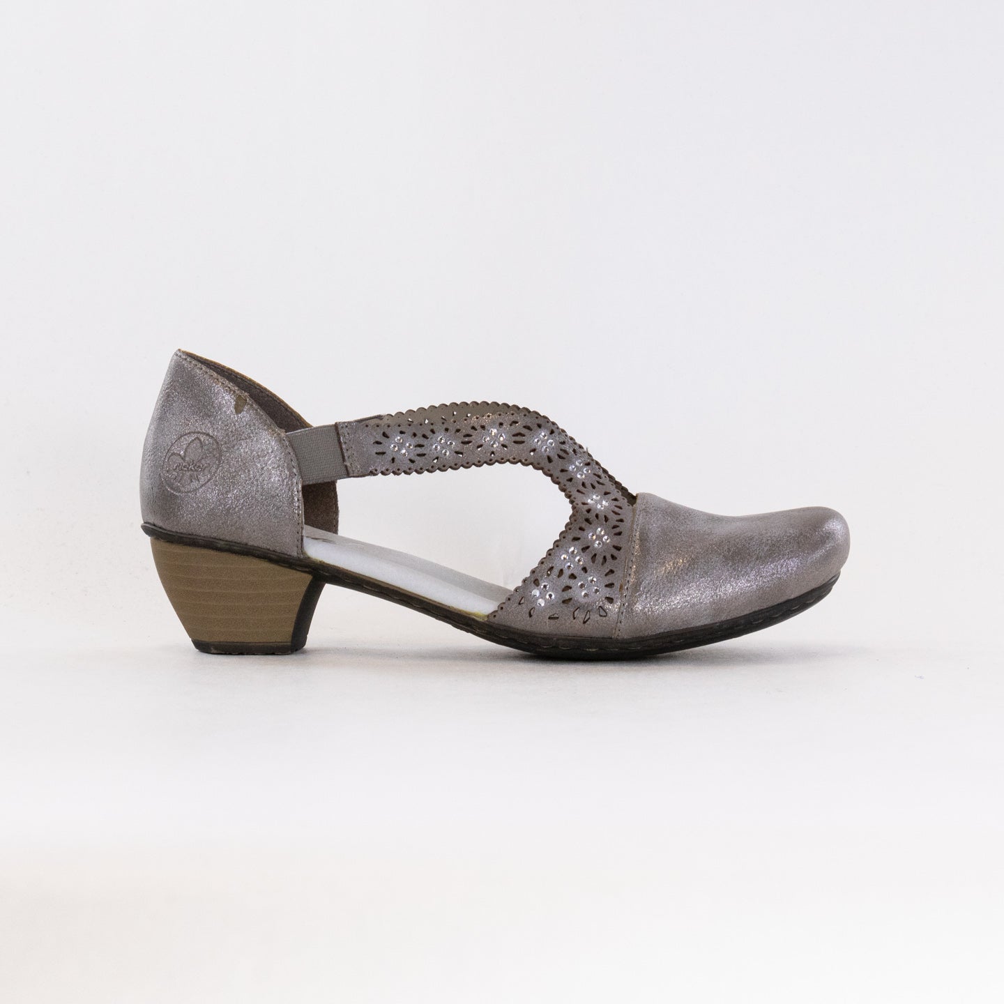 Stylish Women's Rieker Mariah 41750 Slip-On Shoes in Grey Metallic