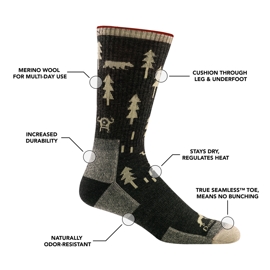 Darn Tough Men's Midweight Forest Boot Hiking Socks for Adventurous Trails