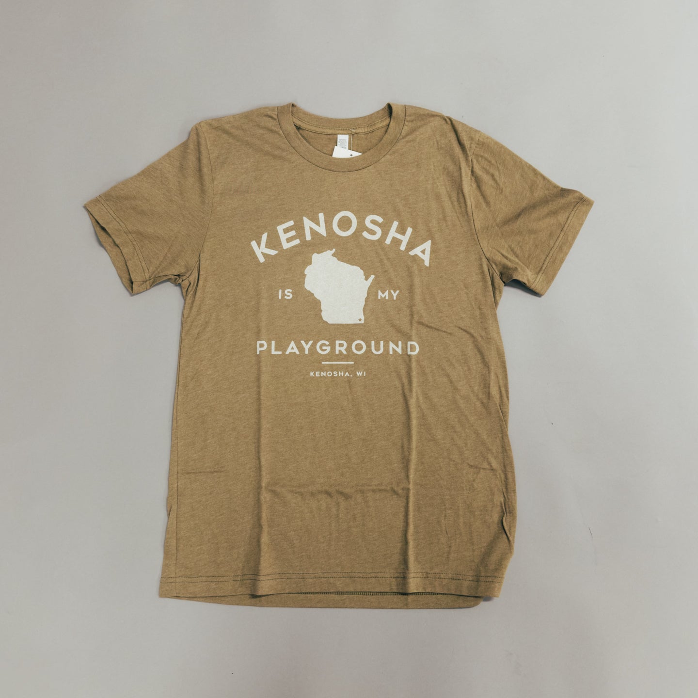 GILTEE Olive-colored Kenosha Playground-themed T-shirt - Show Your Love for Kenosha